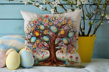 Happy Easter / Paskalya Koleksiyonu - Vintage Sevgili Paskalya Tavşanları 2'li Kırlent Paneli Dikilmemiş Kumaş