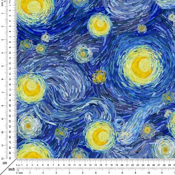 Van Gogh Desenli Dijital Baskılı Kumaş