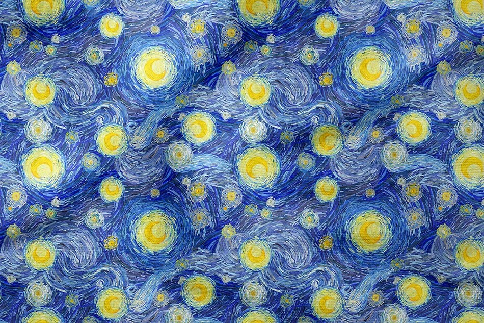 Van Gogh Desenli Dijital Baskılı Kumaş
