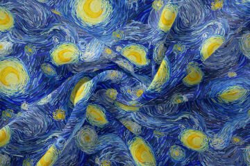 Van Gogh Desenli Dijital Baskılı Kumaş