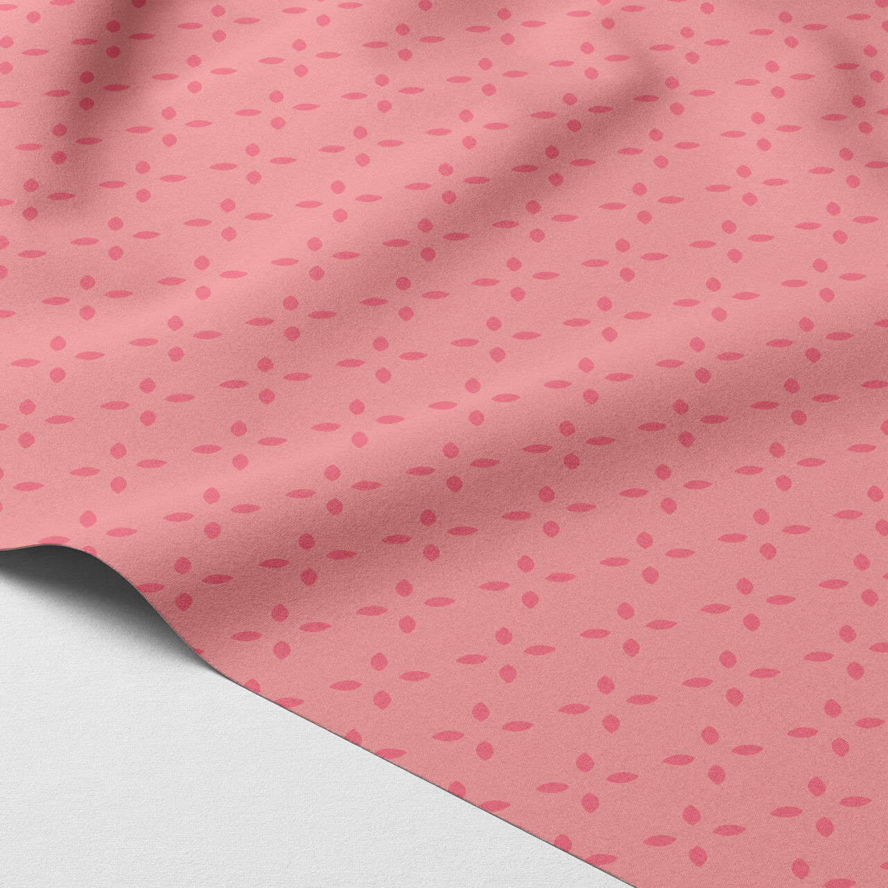 Pembe Yaprak Desenli Kumaş | Dijital Baskılı Leke Tutmaz Dekoratif Kumaş 143 cm