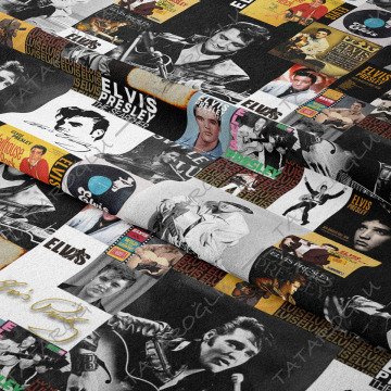 Patchwork Elvis Presley Posterli Dijital Baskılı Kumaş
