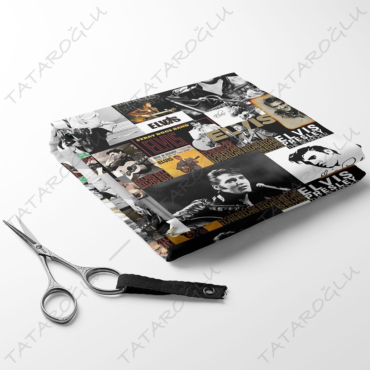 Patchwork Elvis Presley Posterli Dijital Baskılı Kumaş