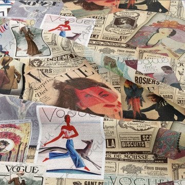 Gazete Zeminli Vogue Dergi Kapakları Desenli Kumaş