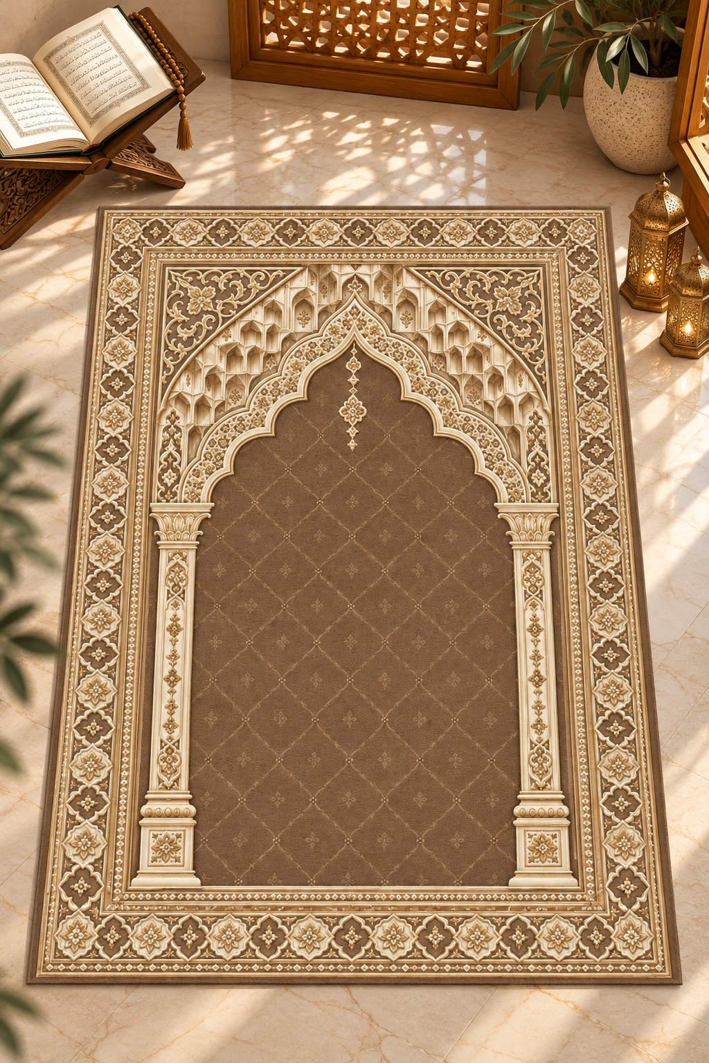 Mocha Seccade Paneli – Şampanya Osmanlı Mimari Desenli 130x82 cm
