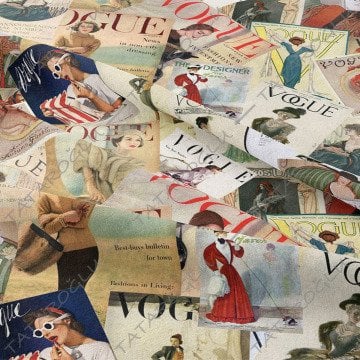 Vogue Eski Dergi Kapakları Desenli Dijital Baskılı Kumaş