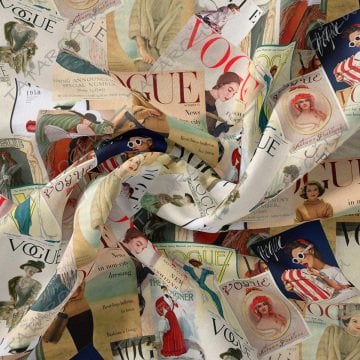 Vogue Eski Dergi Kapakları Desenli Dijital Baskılı Kumaş
