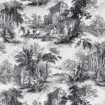 Vintage Fransız Esintileri Gray Toile de Jouy