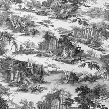 Vintage Fransız Esintileri Gray Toile de Jouy