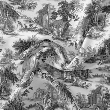 Vintage Fransız Esintileri Gray Toile de Jouy