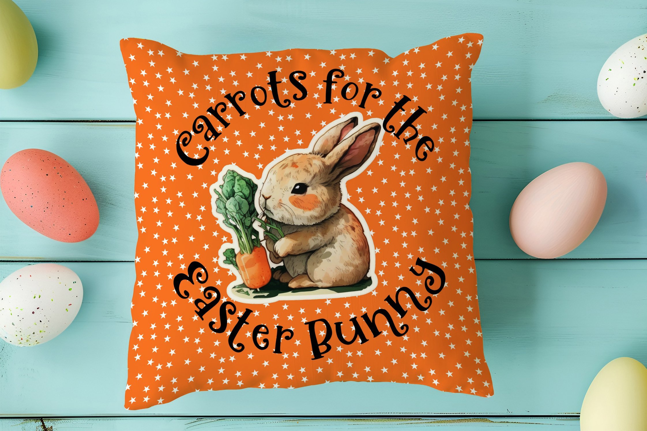 Happy Easter / Paskalya Koleksiyonu - Vintage Sevgili Paskalya Tavşanları 2'li Kırlent Paneli Dikilmemiş Kumaş