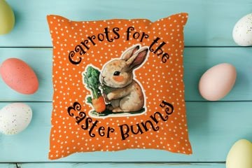Happy Easter / Paskalya Koleksiyonu - Vintage Sevgili Paskalya Tavşanları 2'li Kırlent Paneli Dikilmemiş Kumaş