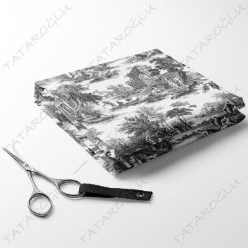 Vintage Fransız Esintileri Gray Toile de Jouy