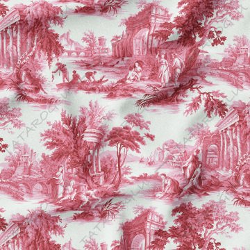 Vintage Fransız Esintileri Red Toile de Jouy