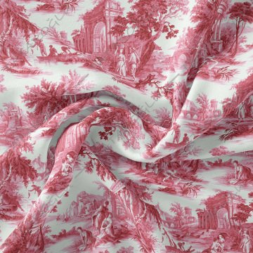 Vintage Fransız Esintileri Red Toile de Jouy