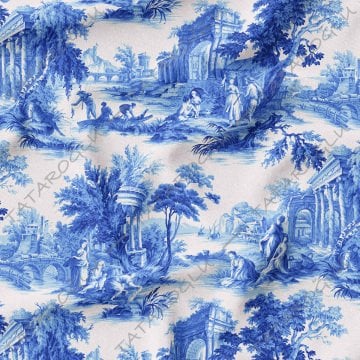Vintage Fransız Esintileri Blue Toile de Jouy