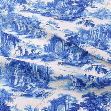 Vintage Fransız Esintileri Blue Toile de Jouy