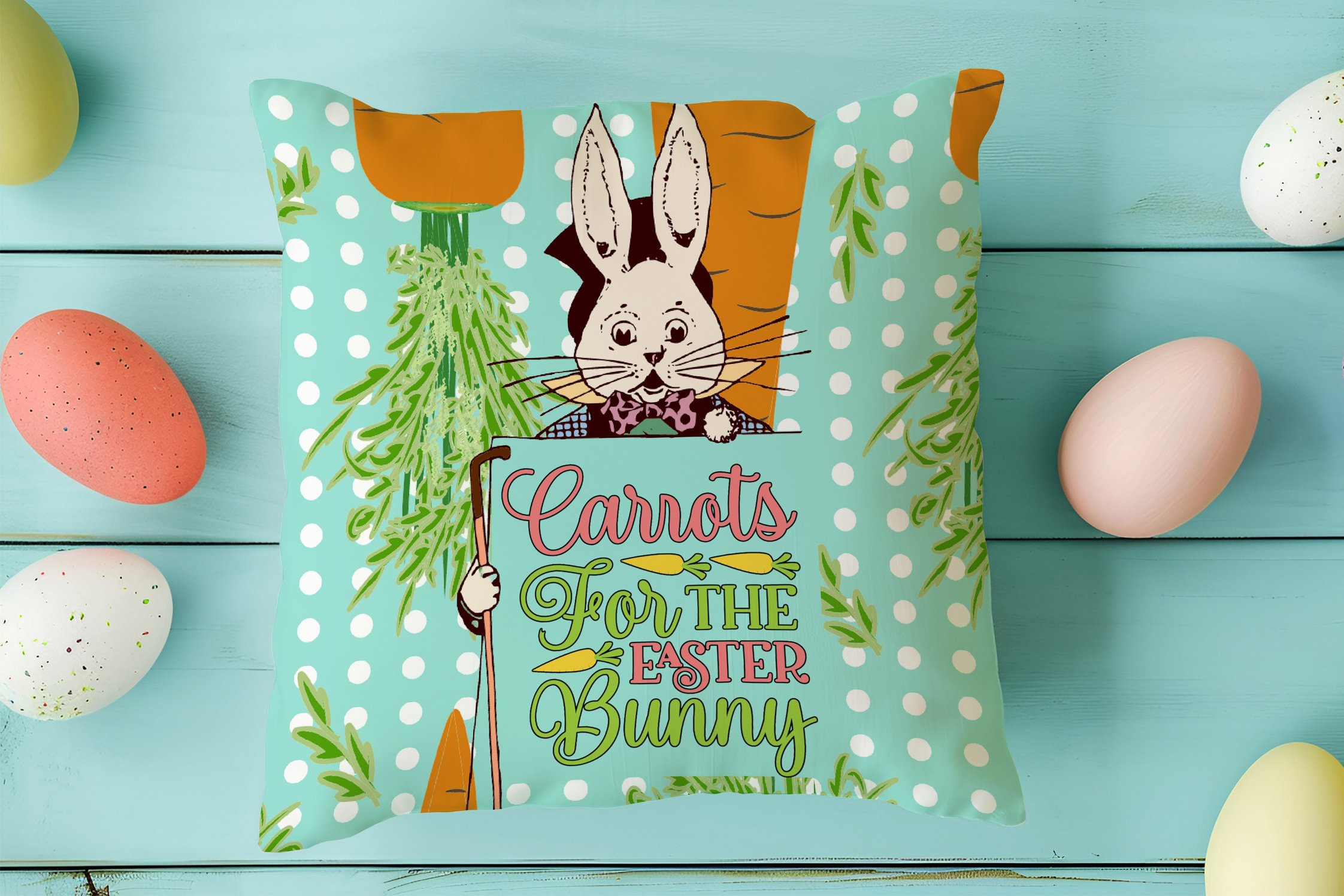 Happy Easter / Paskalya Koleksiyonu - Vintage Sevgili Paskalya Tavşanları 2'li Kırlent Paneli Dikilmemiş Kumaş