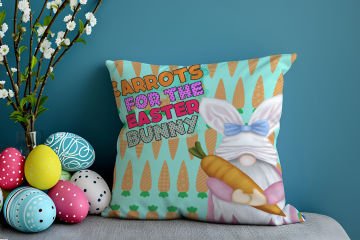 Happy Easter / Paskalya Koleksiyonu - Vintage Sevgili Paskalya Tavşanları 2'li Kırlent Paneli Dikilmemiş Kumaş