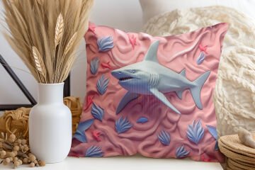 3D Deniz Temalı Kırlent Paneli Dikilmemiş Kumaş