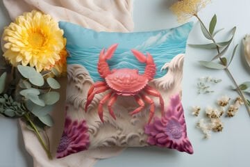 3D Deniz Temalı Kırlent Paneli Dikilmemiş Kumaş