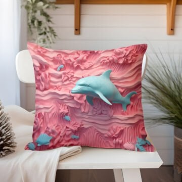 3D Deniz Temalı Kırlent Paneli Dikilmemiş Kumaş