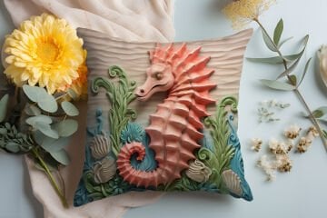 3D Deniz Temalı Kırlent Paneli Dikilmemiş Kumaş