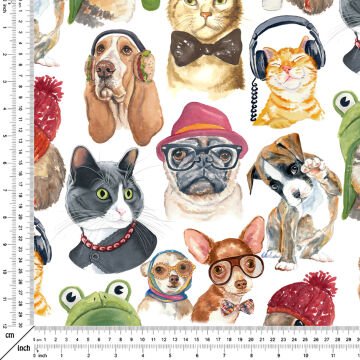 Karışık Hayvan Desenli Dijital Baskılı Kumaş