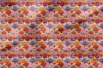 Sonbahar Koleksiyonu-3D Pembe Tonlu Örgü Ağaçlı Dekoratif Dijital Baskı Kumaş
