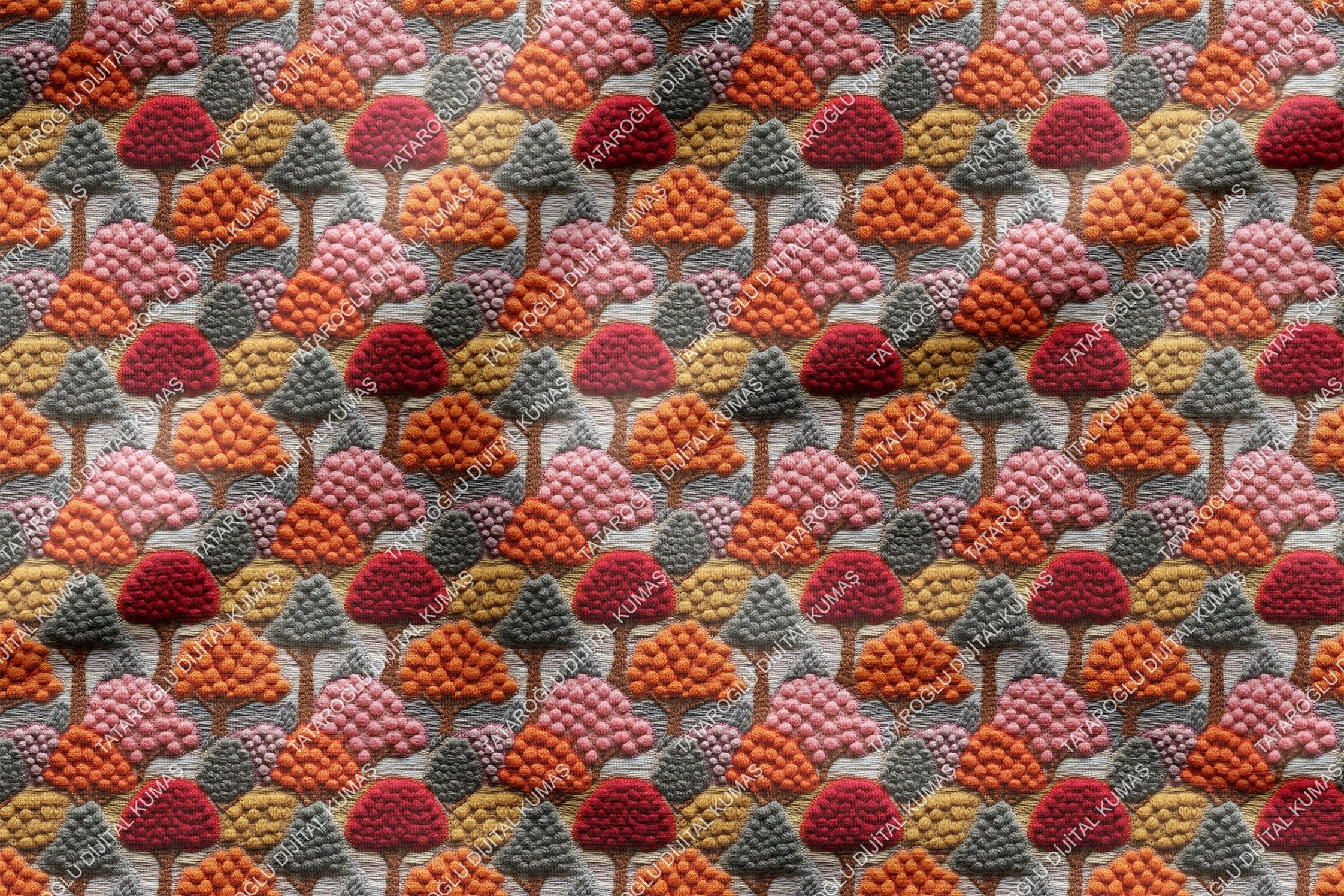 3D Autumn Colorful Tree Pattern Decorative Digital Print Fabric