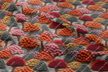3D Autumn Colorful Tree Pattern Decorative Digital Print Fabric