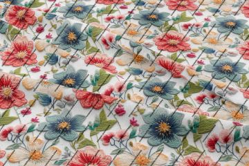 3D Red, Blue and White Flowers Multi-Purpose Decorative Digital Print Fabric