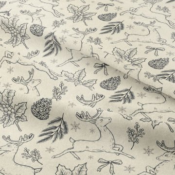 Yılbaşı Koleksiyonu- Winter Wonder Collection, Çizgisel Geyikli,Kozaklı,Kurdaleli Kumaş