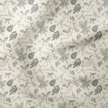 Yılbaşı Koleksiyonu- Winter Wonder Collection, Çizgisel Geyikli,Kozaklı,Kurdaleli Kumaş