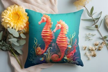 3D Deniz Temalı Kırlent Paneli Dikilmemiş Kumaş