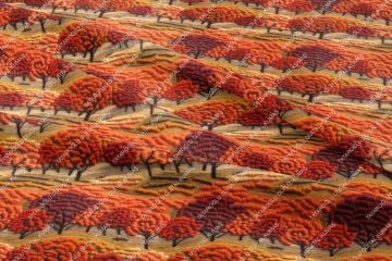 3D Sonbahar Renkli Tomurcuk Ağaçlar Dekoratif Dijital Baskı Kumaş