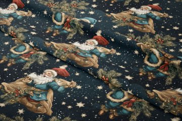 Yılbaşı Koleksiyonu- Vintage Noel Baba ve Hediye Paketleri Çok Amaçlı Dekoratif Dijital Baskı Kumaş