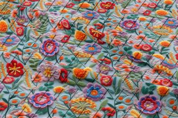 3D Çok Renkli Nakış Efektli Çiçekler Çok Amaçlı Dekoratif Dijital Baskı Kumaş