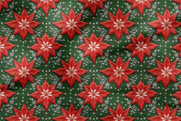 Yılbaşı Koleksiyonu- 3d Poinsettia Yılbaşı Çiçeği Çok Amaçlı Dekoratif Dijital Baskı Kumaş