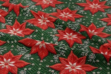 Yılbaşı Koleksiyonu- 3d Poinsettia Yılbaşı Çiçeği Çok Amaçlı Dekoratif Dijital Baskı Kumaş