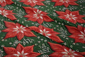 Yılbaşı Koleksiyonu- 3d Poinsettia Yılbaşı Çiçeği Çok Amaçlı Dekoratif Dijital Baskı Kumaş