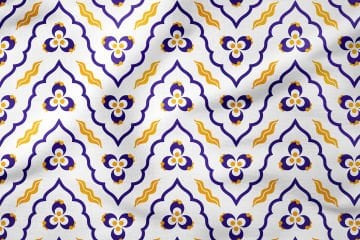 Ramazan Koleksiyonu - Lacivert Gold Çintemani Geleneksel Osmanlı Sembolü Tasarım Kumaş