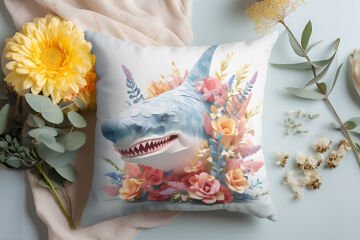3D Deniz Temalı Kırlent Paneli Dikilmemiş Kumaş