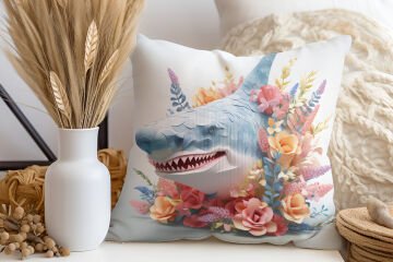 3D Deniz Temalı Kırlent Paneli Dikilmemiş Kumaş