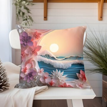 3D Deniz Temalı Kırlent Paneli Dikilmemiş Kumaş
