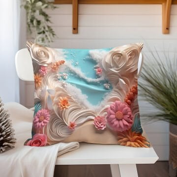 3D Deniz Temalı Kırlent Paneli Dikilmemiş Kumaş