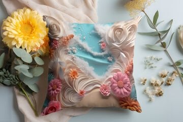 3D Deniz Temalı Kırlent Paneli Dikilmemiş Kumaş