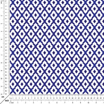 Ramazan Koleksiyonu - Lacivert Geometrik Geleneksel Osmanlı Tasarım Kumaş