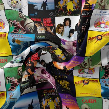 Queen Albüm Kapakları Klasik Rock Müzik Desenli Kumaş