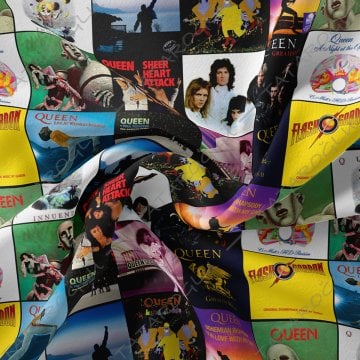 Queen Albüm Kapakları Klasik Rock Müzik Desenli Kumaş